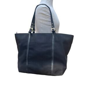 Talbots Black Nylon Tote Bag with Pink Interior